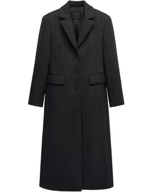 Mango Selection Tailored Wool-blend Lapel Collar Coat - Black