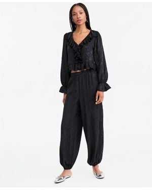 And Now This Pull-on High-rise Satin Jacquard Balloon Pants - Black