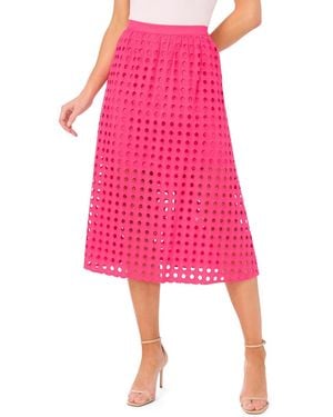 Cece Circle Eyelet Midi Skirt - Pink