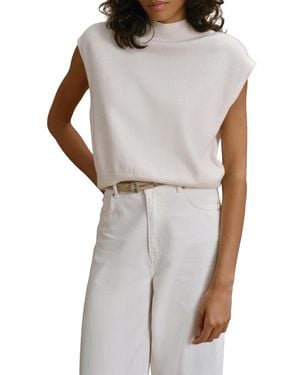 Mint Velvet Relaxed Mock Neck Knit Top - White