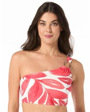 Carmen Marc Valvo Printed One-shoulder Top - Red