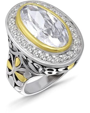 Macy's Oval Cubic Zirconia Oxidized Accents Statement Ring - White