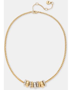 DKNY Puffy Rondelle Bead Statement Necklace - Metallic