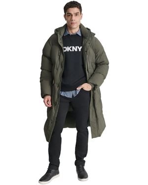 DKNY Quilted Hooded Duffle Parka - Green