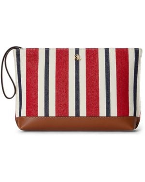 Ralph Lauren Striped Large Pouch Wallet - Red