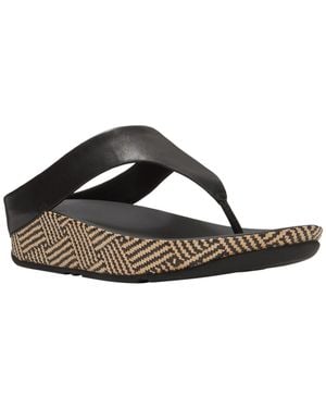 Fitflop Lulu Lux Graphic-weave Wedge Heel Sandals - Black