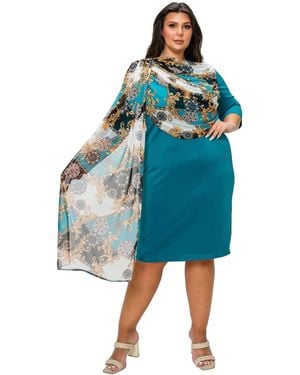 L I V D Plus Size Gia Cape Dress - Blue