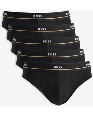 BOSS Cotton-blend Exposed Waistband Briefs - Black