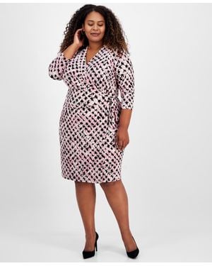 Anne Klein Plus Size Classic Wrap Dress - Red