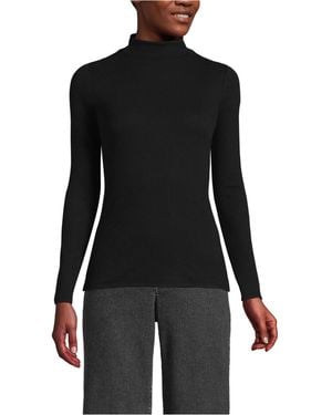 Lands' End Drapey Rib Skimming Long Sleeve Mock Neck - Black