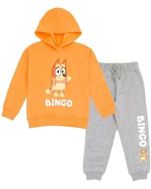 Bluey Little Boys Fleece Pullover Hoodie And Pants Outfit Set - Orange