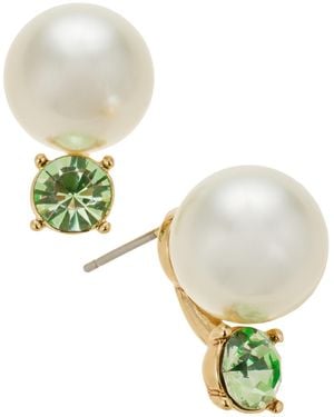 Charter Club Gold-tone Crystal & Imitation Pearl Stud Earrings - Metallic