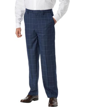 Kingsize Big & Tall Easy Movement Plain-front Expandable Dress Pants - Blue