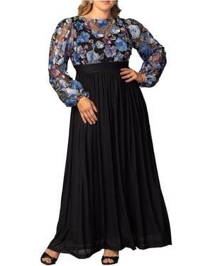 Kiyonna Plus Size Eternal Embroidered Bodice Evening Gown - Black