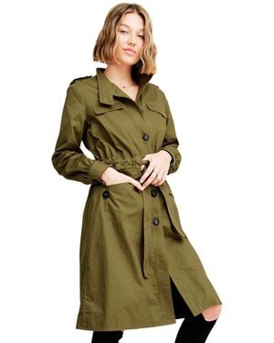 Belle & Bloom Carlisle Button Front Trench Coat - Green