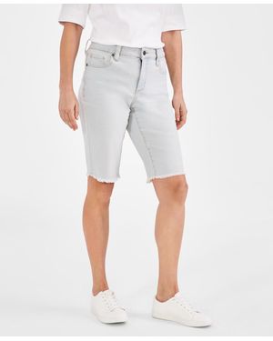 Style & Co. Mid-rise Raw-edge Bermuda Jean Shorts - Blue