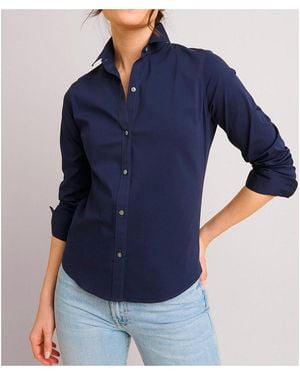 UNTUCKit Wrinkle-free Stretch Cotton Bella Button Up Shirt - Blue