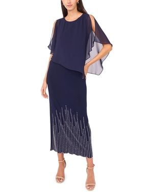 Msk Cold Shoulder Overlay Maxi Dress - Blue