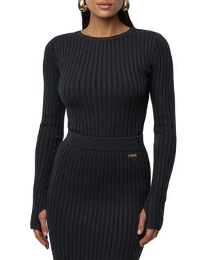 JLUXLABEL Overcast Ribbed Top - Black