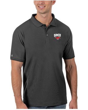 Antigua Smu Mustangs Legacy Pique Polo Shirt - Black