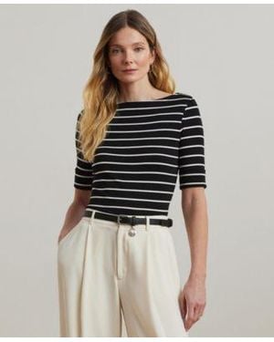 Ralph Lauren Striped Boat Neck Top - Blue