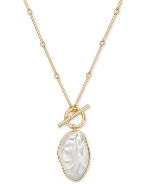Style & Co. Gold-tone Imitation Pearl Pendant Long Necklace - Metallic