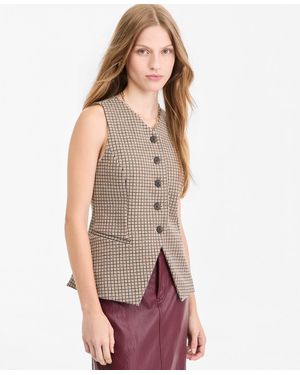 On 34th Vivienne Check Longline V-neck Vest - Purple