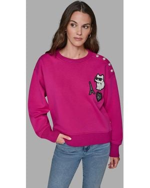 Karl Lagerfeld Choupette Patch Long-sleeve Sweatshirt - Pink