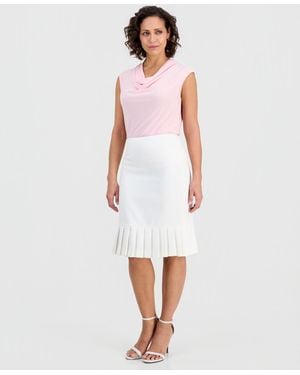 Kasper Pleated-hem Midi Skirt - White