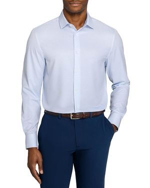 Con.struct Spread Collar Slim-fit Performance Stretch Comfort Dress Shirt - Blue