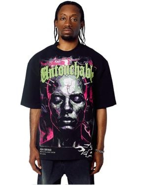 Reason Untouchable Chenille Patched Short Sleeve T-shirt - Blue
