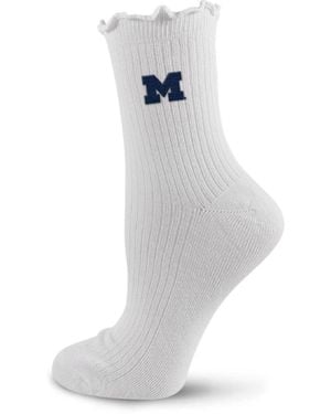Pro Compression Michigan Wolverines Compression Quarter Lettuce-edge Socks - White