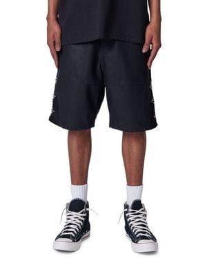 MNML Ultra baggy Stud Leather Shorts - Blue