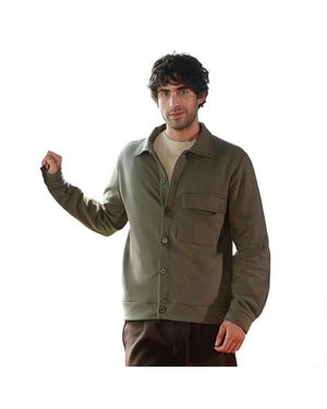 Campus Sutra Dark Olive Utility-knit Jacket - Green