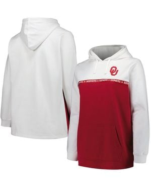 Profile White/crimson Oklahoma Sooners Plus Size Taping Pullover Hoodie - Red