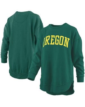 Pressbox Oregon Ducks Melange Poncho Vintage Fleece Long Sleeve Pullover Sweatshirt - Green