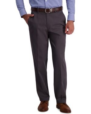Haggar Iron Free Premium Khaki Classic-fit Flat-front Pant - Gray