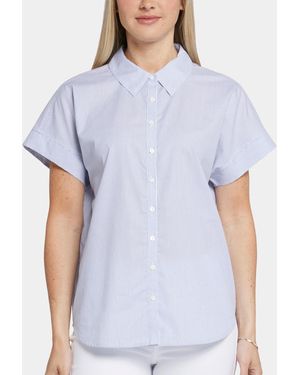 NYDJ Maya Collared Blouse Top - Blue