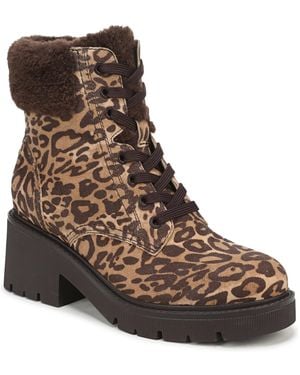 Naturalizer Jovani-cozy Lace-up Round Toe Block Heel Suede Boots - Brown
