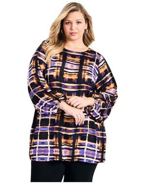 Avenue Plus Size Bella Satin Tunic - Blue