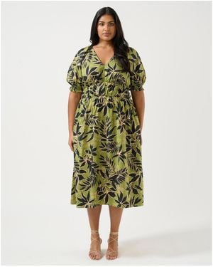 Estelle Wildleaf Cotton Midi Dress - Green