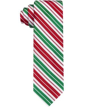 Hallmark Holiday Traditions Candy Cane Pattern Slim Tie - White