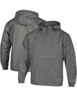 Champion Miami Hurricanes Oht Flag Packable Jacket - Gray