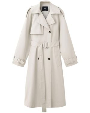 Mango Long Double-breasted Trench Coat - White