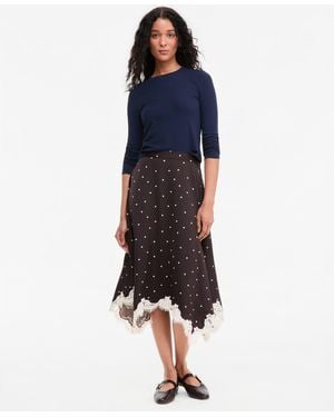 On 34th Lace-trim Handkerchief-hem Midi Skirt - Blue