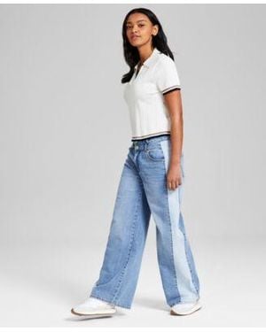 And Now This Now This Contrast Denim Wide Leg Jeans Macys Exclusive - Blue