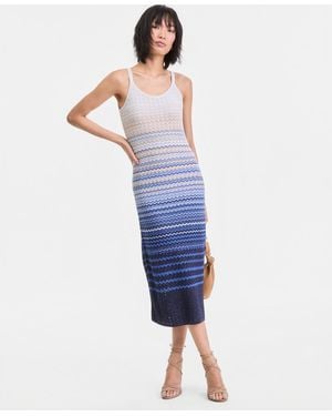 INC International Concepts Ombre Stripe Sweater Dress - Blue