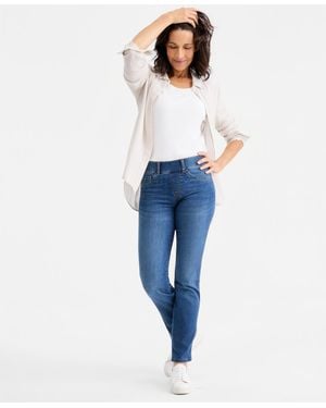 Style & Co. Shaping Pull-on Straight Jeans - Blue