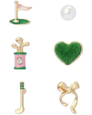 Betsey Johnson Faux Stone Golf 6-single Stud Earring Set - Green