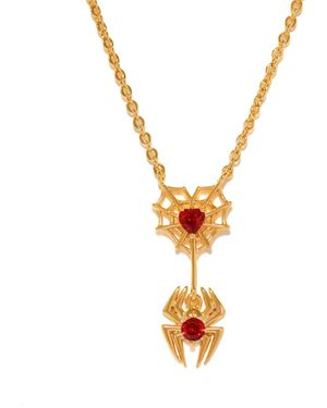 Girls Crew Marvel's Spider-man Crystal Web Of Love Necklace - Metallic